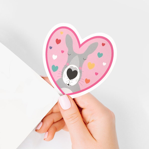kissing kangaroo sticker - care package sending love heart australian animal sticker, cute decals, journal sticker, valentine stationery