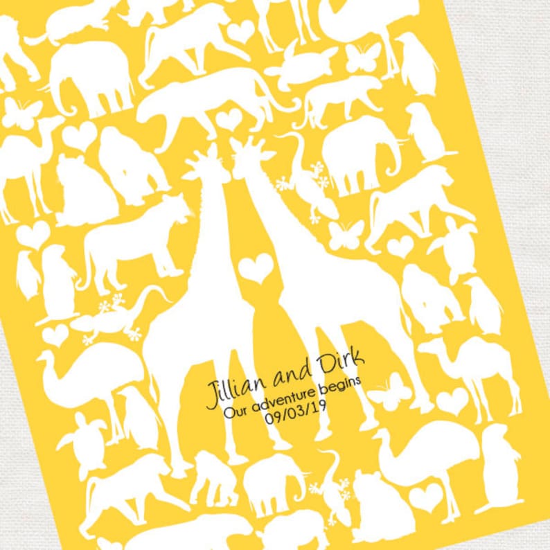 unique nursery art wild animals custom personalised wall art sarafi guest book baby shower or zoo wedding printed keepsake artwork