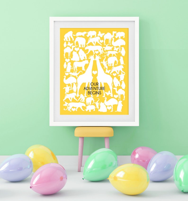 unique nursery art wild animals custom personalised wall art sarafi guest book baby shower or zoo wedding printed keepsake artwork