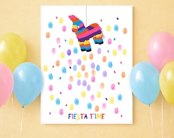 Piñata Burro Fingerprint Guest Book – Baby Shower or Birthday Keepsake