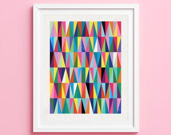 geometric wall art, colorful abstract shapes, vibrant art prints, contemporary decor, living room art, bright wall art, bedroom decor teens
