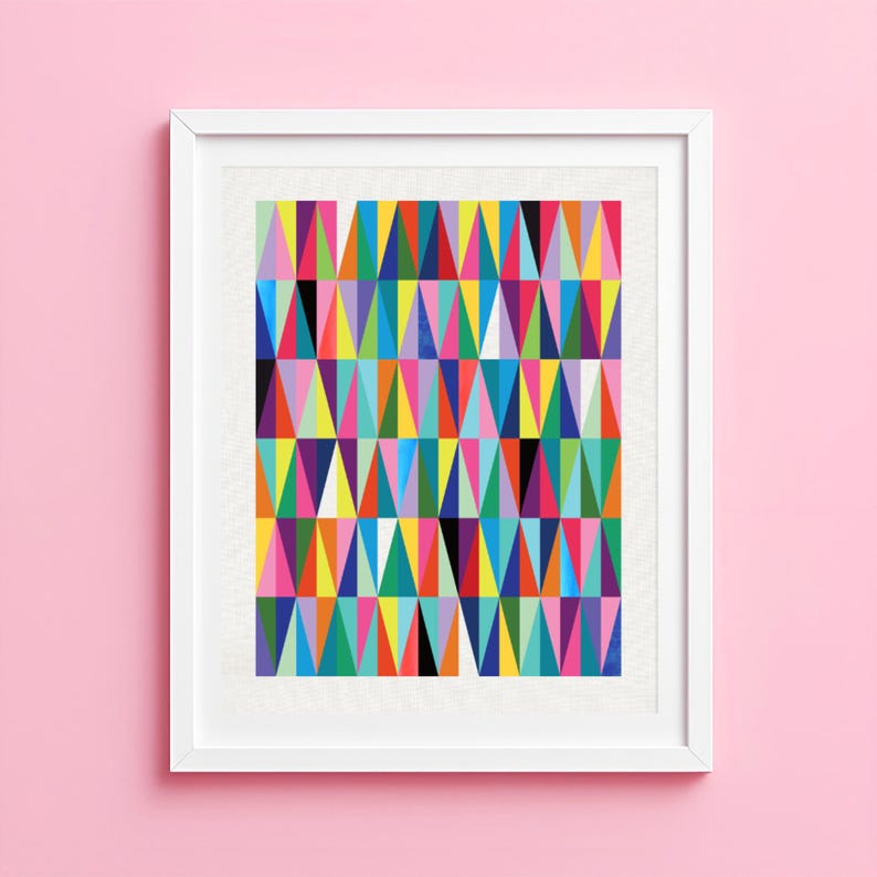 geometric wall art, colorful abstract shapes, vibrant art prints, contemporary decor, living room art, bright wall art, bedroom decor teens image 1