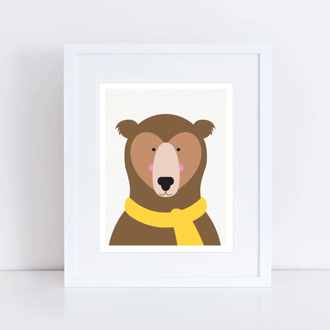 Bear Print - Bear Nursery Art Print, Woodland Animal Illustration, Bear ...