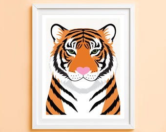 Tiger Art Print Gift | Colourful Tiger Wall Art | Maximalist Animal Print | Bold Artwork | Gift for Her | Unique Home Decor