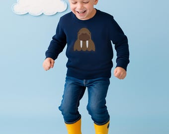 Walrus Kids Jumper – Cute Animal Sweatshirt for Kids, Ocean Animal Gift, Cosy Kids Sweater
