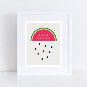 watermelon nursery art watermelon rain watermelon art, watermelon print, fruit art, kitchen art, fruit wall art, melon art, melon print 10x8inches