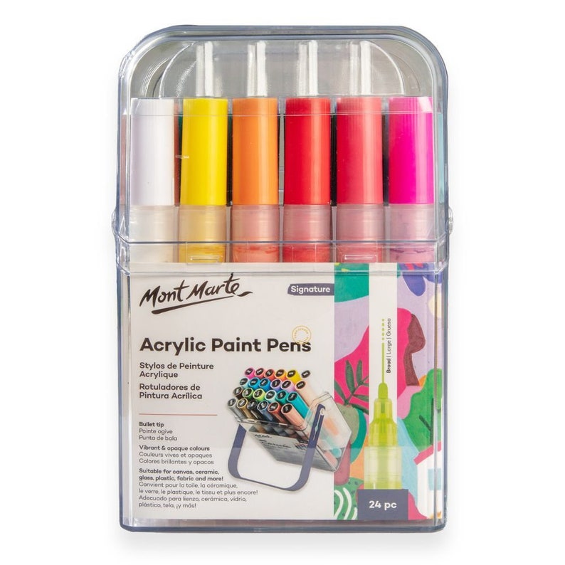 Acrylic paint pens set of 24 assorted Ccolours with case for craft projects, drawing, painting art supplies, markers image 2