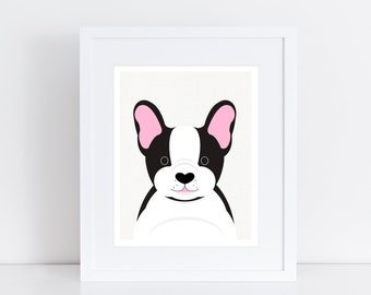 french bulldog print - dog portrait - frenchie dog art, puppy illustration, french bulldog gifts, nursery art animal prints, dog prints pets