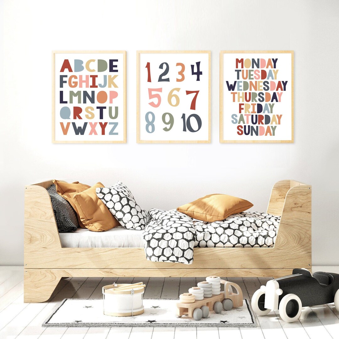 Nursery Art Print Set Educational Alphabet, Abcs, Numbers Counting ...