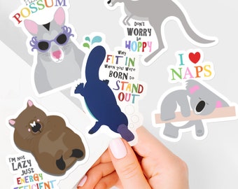australian animal stickers - platypus vinyl sticker, koala laptop sticker, journal sticker, planner sticker, cute stickers, gift for girls