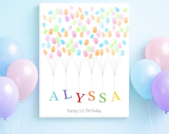 Balloon Fingerprint Guest Book – Kids Birthday or Naming Day Art