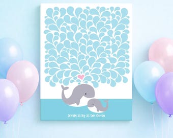 Mother & Baby Whale Guest Book Alternative – Baby Shower Poster
