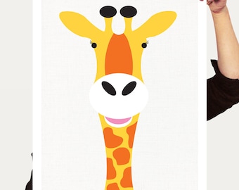 giraffe nursery art print - wild animal nursery print, safari nursery, jungle nursery decor, gender neutral nursery, colourful nursery decor