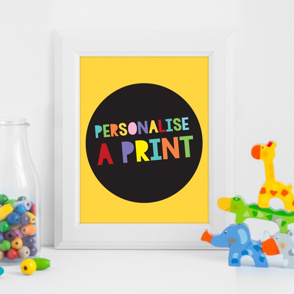 personalise a print - custom art add on - custom colours, add a childs name to an existing print from creative monsoon