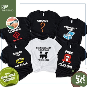 Monopoly Game Halloween Costume Shirts | Monopoly Game Cards Cosplay | Monopoly Game Costume Halloween Group Shirts | Gamer Shirt