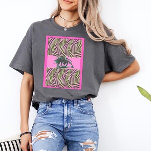 Psychedelic Eye Graphic Tee: Unisex Heavy Cotton Retro Shirt