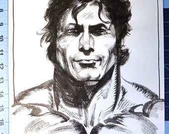 Franco Columbu Portrait Original Art