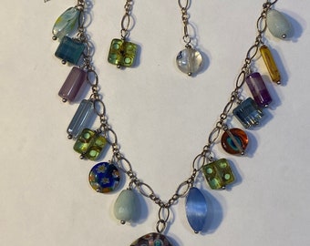 Rainbow glass necklace