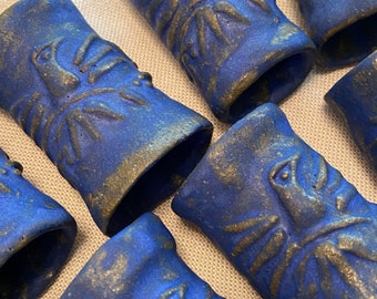 Dove Napkin rings, set of 10ea antique blue, dove design