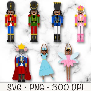 Balé Quebra-Nozes Marrom, Quebra-Nozes Afro-Americano, Fada Açucarada, Rei Rato, SVG, PNG, Clipart, Download Digital Instantâneo