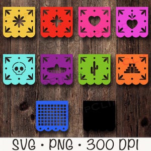 Papel Picado SVG, Papel Picado PNG, Tag der Toten Banner, Vektor, Bunt, Dia de los Muertos, Ofrenda, Mexikanische Fiesta, Digital Download