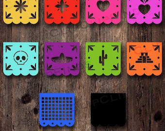 Papel Picado SVG, Papel Picado PNG, Banner del giorno dei morti, Vettore, Colorato, Dia de los Muertos, Ofrenda, Fiesta messicana, Download digitale