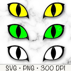 Yeux de chat, yeux de chat verts, yeux de chat jaunes, Halloween, effrayant yeux de chat, SVG, PNG, clipart, sublimation, téléchargement immédiat