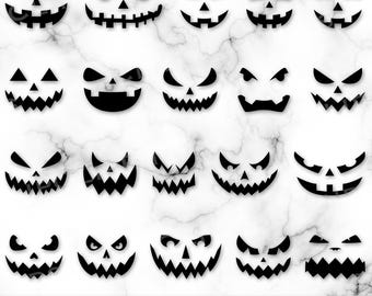 Jack O Lanterns SVG, Pumpkin Faces Bundle PNG, Halloween Pumpkin Faces, Pumpkin SVG, Instant Digital Download