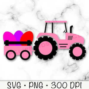 Osterei Traktor SVG, rosa Traktor LKW für Mädchen, Traktor LKW PNG, Ostern Sublimation, LKW mit Eiern, sofortiger digitaler Download