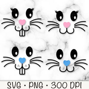 Häschen Gesicht Bundle SVG, süßer Osterhase SVG, Junge Häschen, Mädchen Häschen, Häschen PNG, Häschen mit Zähnen, Häschen mit Wimpern, digitaler Download