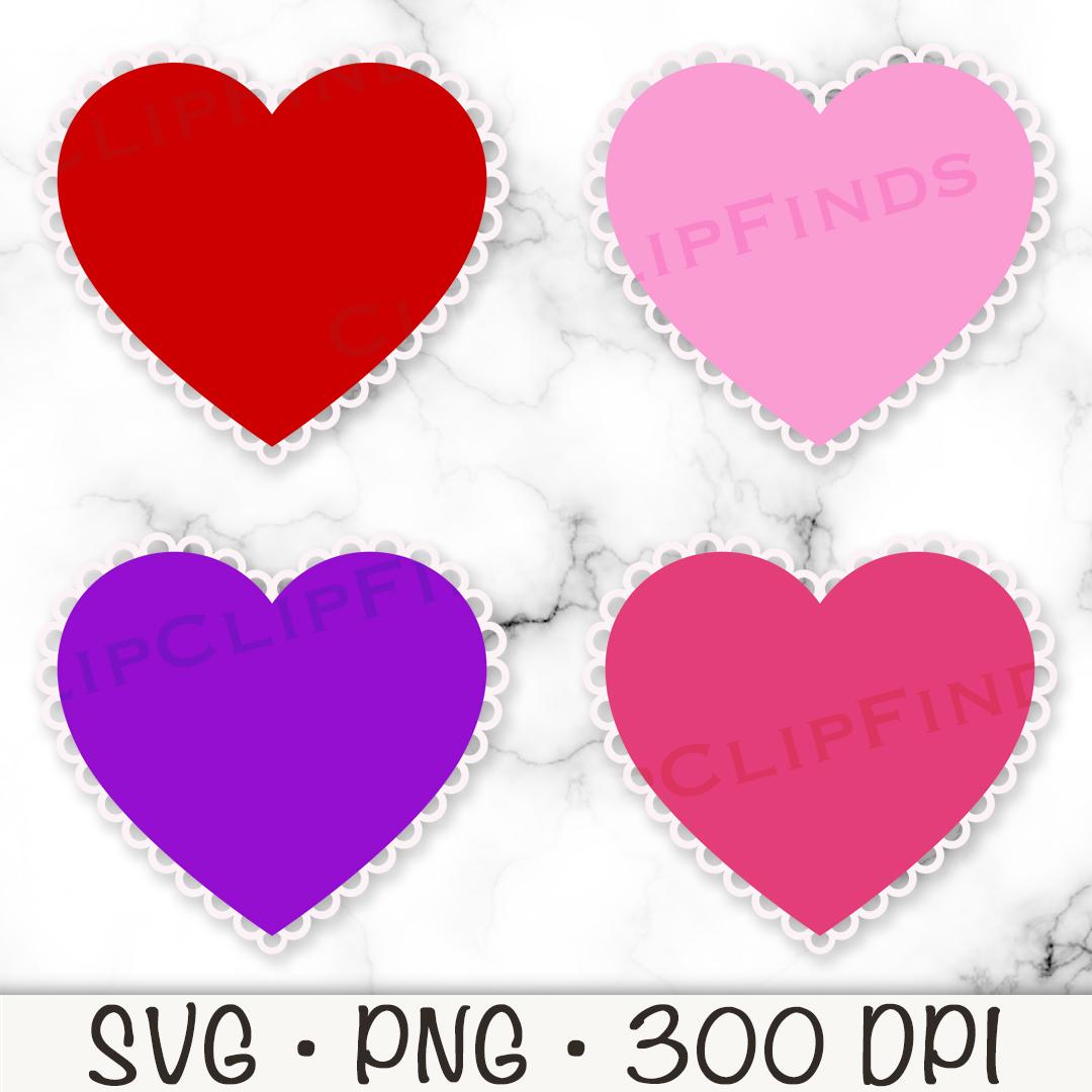 Doily Hearts SVG, Scalloped Hearts SVG, Doily Hearts Clipart, Scalloped ...