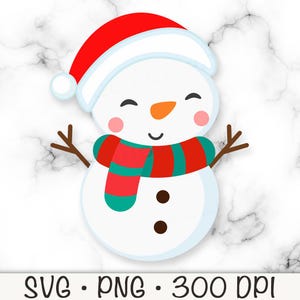 Schattige sneeuwpop clipart, sneeuwpop png, babysneeuwpop SVG, sneeuwpop met sjaal, kerstsneeuwpop, kerstmuts, gelukkige sneeuwpop, digitale download