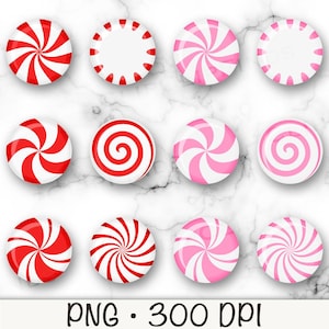 Peppermint Candy Clipart, Peppermint Candy PNG, Pink Peppermint, Red Peppermint, Digital Download
