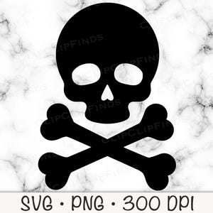 Skull and Crossed bones SVG, Vector Cut File and PNG Transparent Background, Pirate, Clip Art, Instant Download