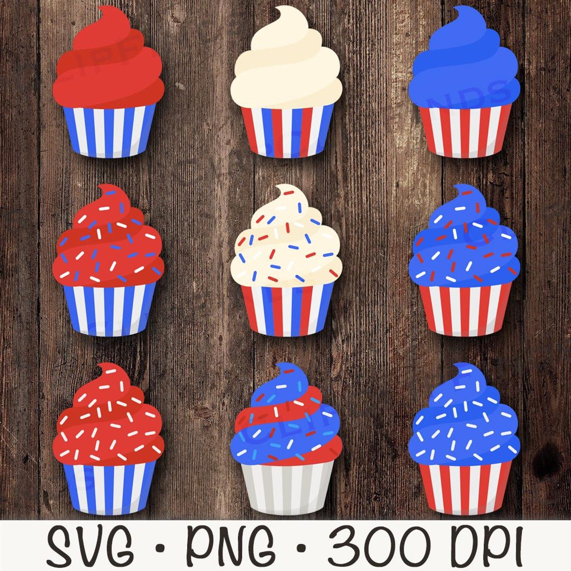 Patriotic Cupcakes SVG Bundle, Patriotic Cupcake Clipart, 4th of July ...