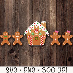 Domek z piernika, Piernikowy człowiek, Piernikowa dziewczyna, Pakiet pierników, SVG, PNG, Clipart, Natychmiastowe pobieranie cyfrowe