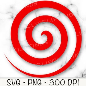 Könnte beinhalten: Ein rotes Spiralendesign auf weißem Hintergrund. Die Spirale ist eine einfache, durchgehende Linie, die einen Kreis bildet.
