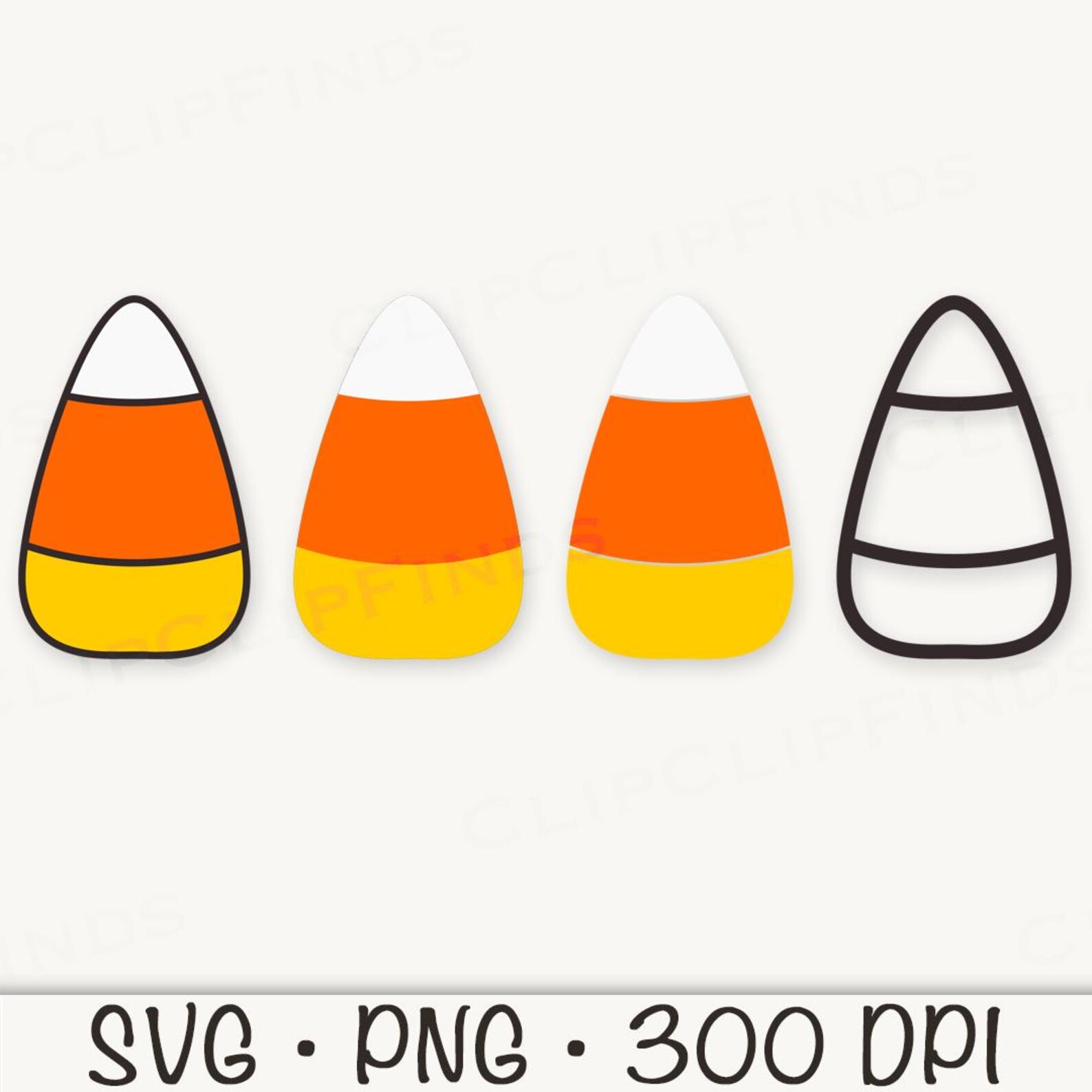 Candy Corn SVG, Candy Corn Bundle, Black Outline, SVG Vector Cut File ...