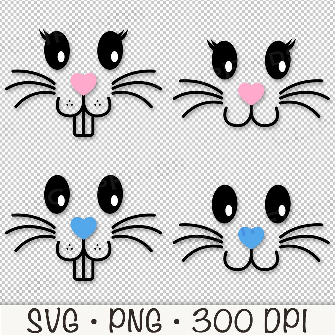 Bunny Face Bundle SVG, Cute Easter Bunny SVG, Boy Bunny, Girl Bunny ...