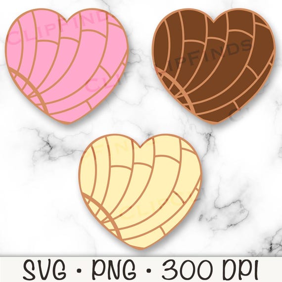 Heart Concha SVG, Concha Bread Heart PNG, Strawberry, Chocolate, Vanilla, Sublimation, Mexican Valentine, Digital Download