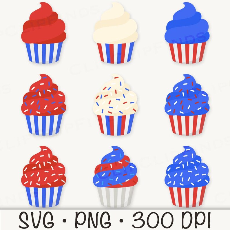 Patriotic Cupcakes SVG Bundle, Patriotic Cupcake Clipart, 4th of July ...