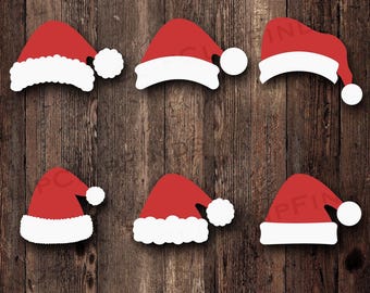 Santa Hat SVG, Santa Claus Hat Clip Art Bundle Pack, Santa Hat PNG, Christmas Hat Bundle Pack, Digital Download