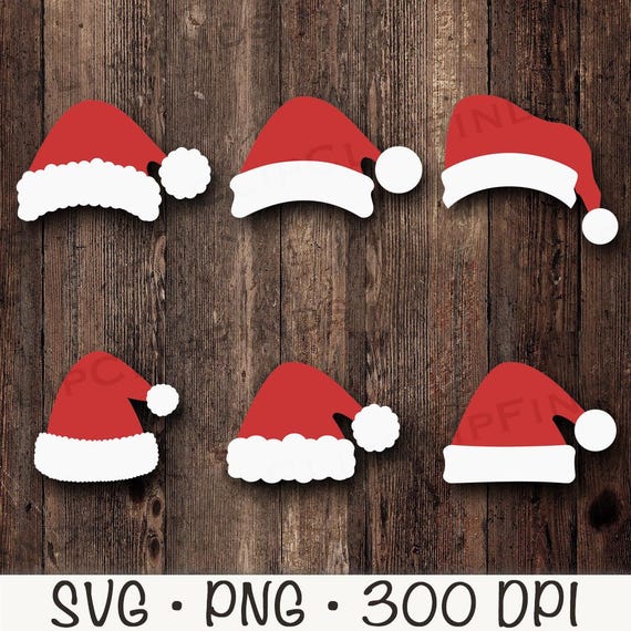 Santa Hat SVG, Santa Claus Hat Clip Art Bundle Pack, Santa Hat PNG, Christmas Hat Bundle Pack, Digital Download