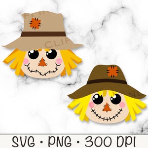 Scarecrow Face SVG, Scare Crow Head PNG, Scarecrow Clipart, Cute Scarecrow, Thanksgiving, Fall, Digital Download