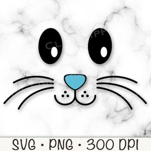 Bunny Face SVG, Boy Bunny, Bunny met blauwe neus, paashaas PNG, Boy Bunny SVG, T-shirtontwerpbestand, sublimatie, digitale download