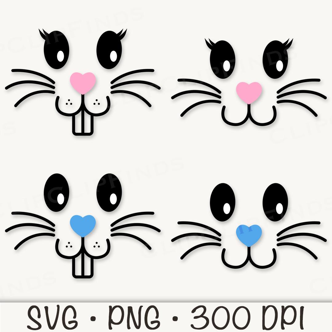 Bunny Face Bundle SVG, Cute Easter Bunny SVG, Boy Bunny, Girl Bunny ...