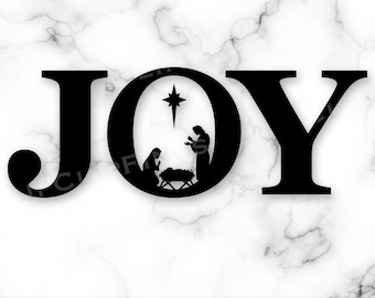 Joy Nativity Scene SVG, Manger Scene, Joy Nativity Scene PNG, Silhouette, Sublimation, Digital Download