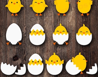 Baby Osterküken SVG, Küken im gesprungenen Ei PNG, ausgebrütete Ostereier Clipart, Küken Clipart, Baby Küken SVG, digitaler Download