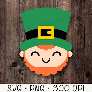 Leprechaun SVG, Cute Leprechaun Face SVG, Leprechaun Head PNG, Clipart, Lucky Irish, Saint Patrick&#39;s Day, Digital Download