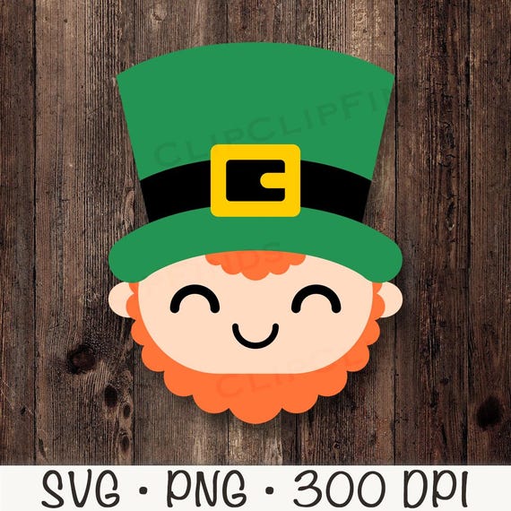Leprechaun SVG, Cute Leprechaun Face SVG, Leprechaun Head PNG, Clipart, Lucky Irish, Saint Patrick's Day, Digital Download